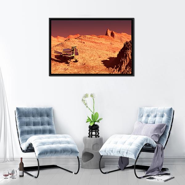 Mars Rover On Mars Canvas Wall Art-1 Piece-Floating Frame-24" x 16"-Tiaracle