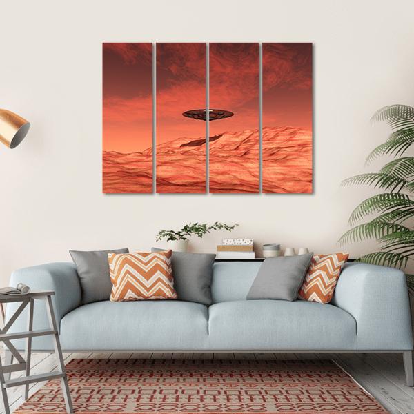 Spaceship On Mars Canvas Wall Art-4 Horizontal-Gallery Wrap-34" x 24"-Tiaracle
