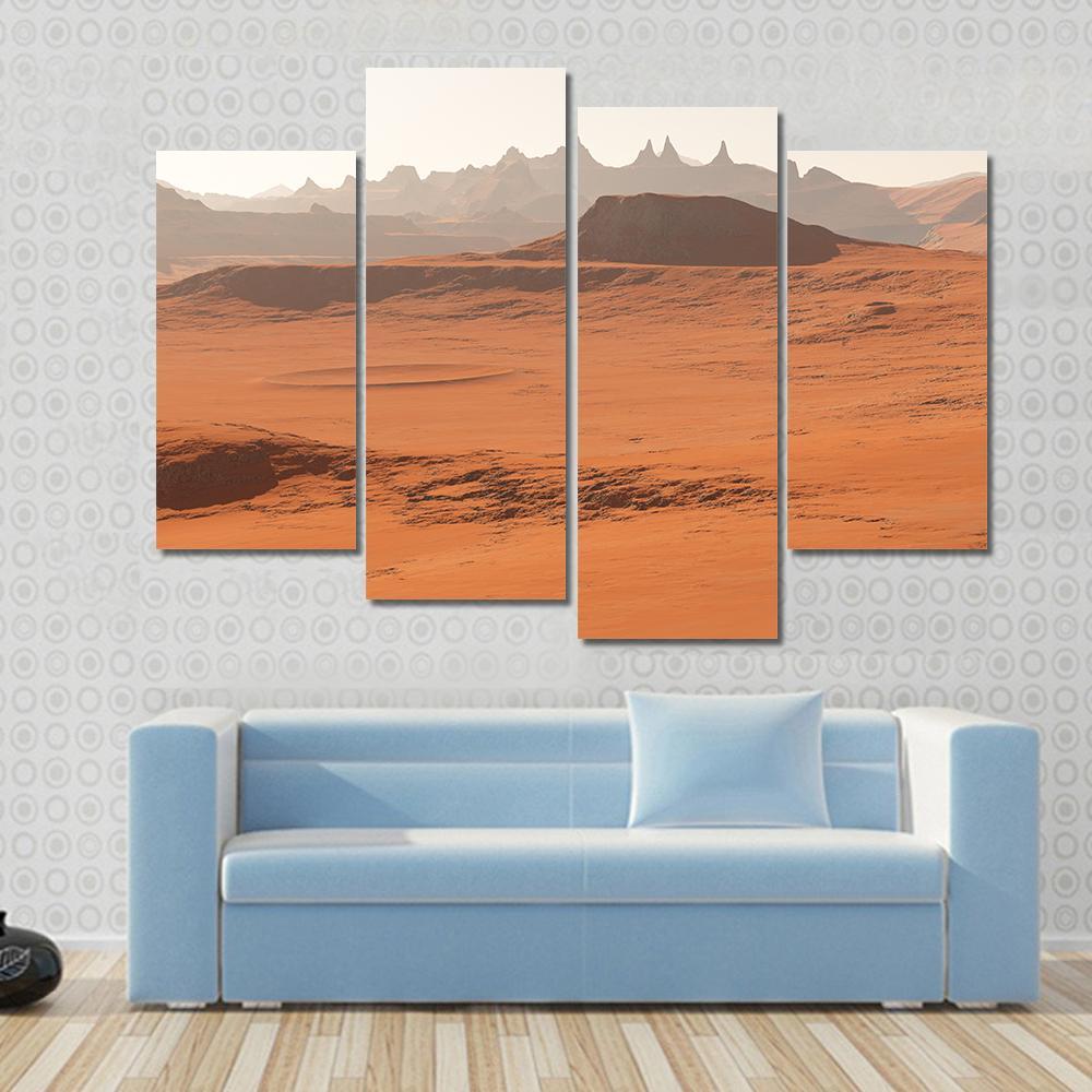 Mars Landscape Canvas Wall Art-4 Pop-Gallery Wrap-50" x 32"-Tiaracle