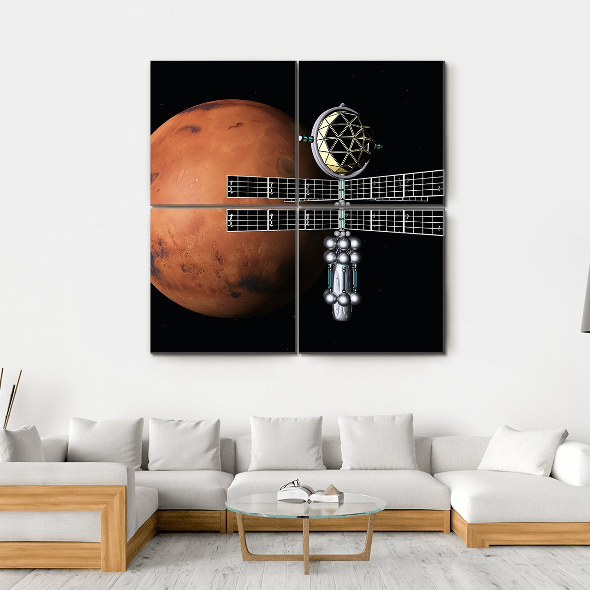 Mars With Space Probe Canvas Wall Art-4 Square-Gallery Wrap-17" x 17"-Tiaracle