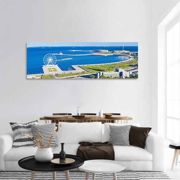 Aerial View Of Baku Panoramic Canvas Wall Art-1 Piece-36" x 12"-Tiaracle