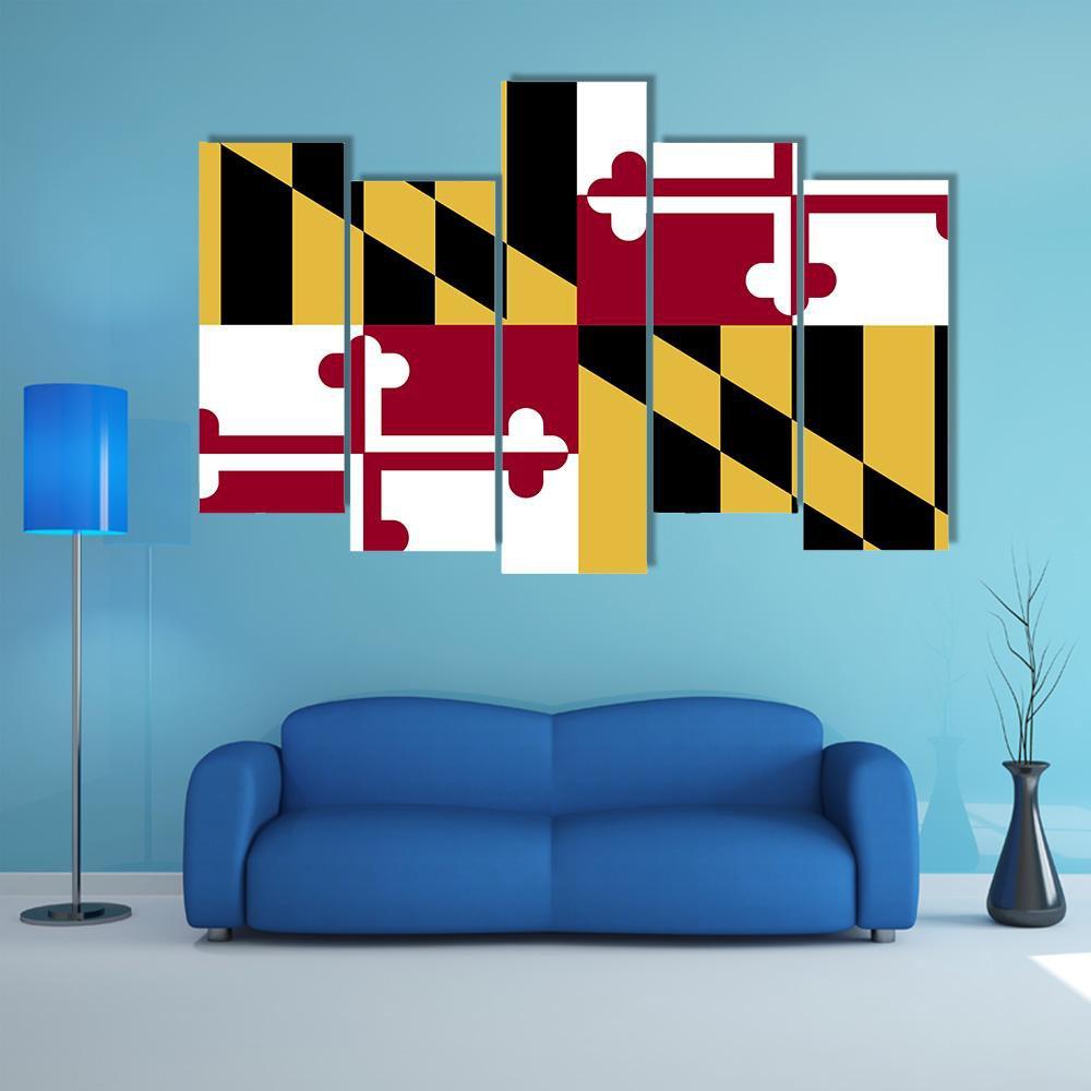 Maryland Flag Canvas Wall Art-5 Pop-Gallery Wrap-47" x 32"-Tiaracle