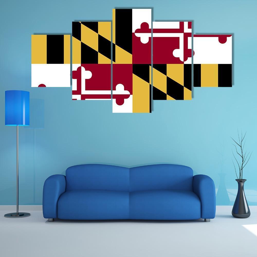 Maryland Flag Canvas Wall Art-4 Pop-Gallery Wrap-50" x 32"-Tiaracle