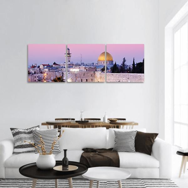 Al Aqsa Mosque Panoramic Canvas Wall Art-3 Piece-25" x 08"-Tiaracle