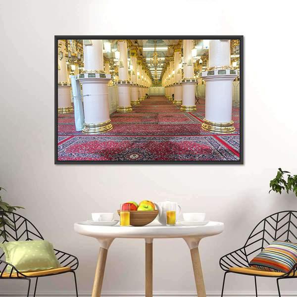 Masjid-E-Nabawi Inside Canvas Wall Art-5 Horizontal-Gallery Wrap-22" x 12"-Tiaracle