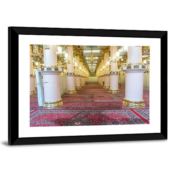 Masjid-E-Nabawi Inside Canvas Wall Art-5 Horizontal-Gallery Wrap-22" x 12"-Tiaracle