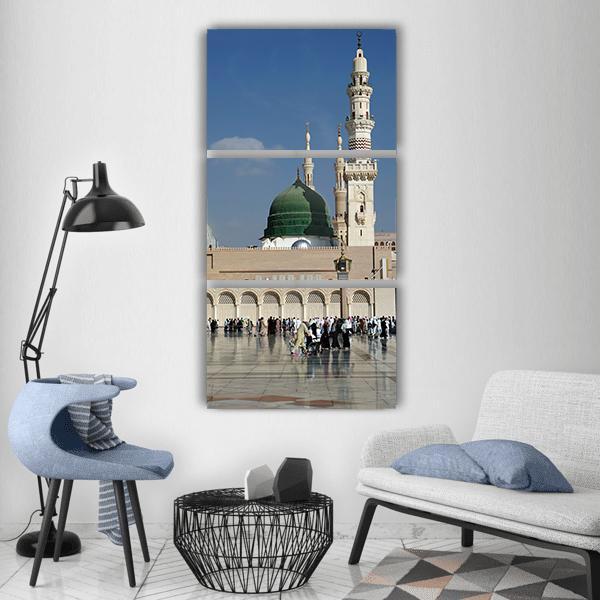 Masjid-E-Nabawi Vertical Canvas Wall Art-3 Vertical-Gallery Wrap-12" x 25"-Tiaracle