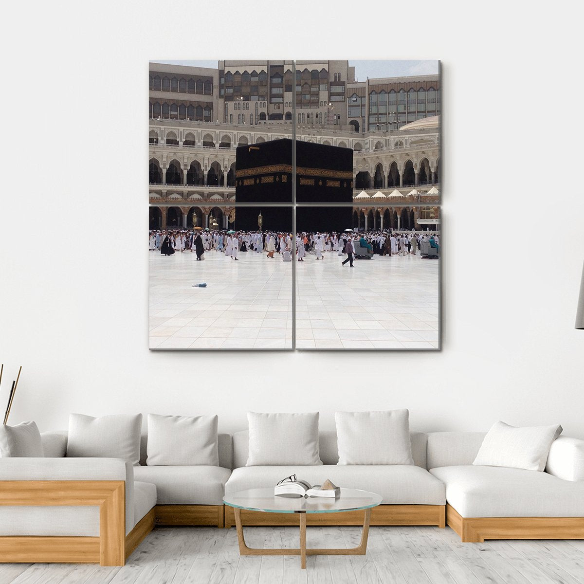 Masjid Al Haram Mecca Canvas Wall Art-4 Square-Gallery Wrap-17" x 17"-Tiaracle