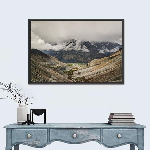 Mastuj River &amp; Valley Canvas Wall Art-1 Piece-Floating Frame-24" x 16"-Tiaracle