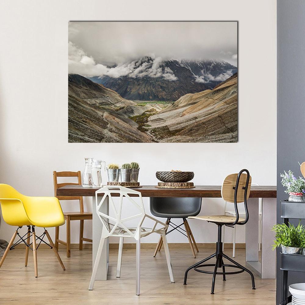 Mastuj River &amp; Valley Canvas Wall Art-1 Piece-Gallery Wrap-36" x 24"-Tiaracle