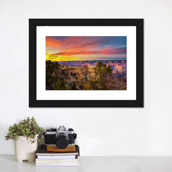 Mather Point In Grand Canyon Canvas Wall Art-1 Piece-Framed Print-20" x 16"-Tiaracle