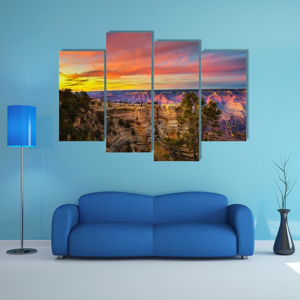 Mather Point In Grand Canyon Canvas Wall Art-4 Pop-Gallery Wrap-50" x 32"-Tiaracle