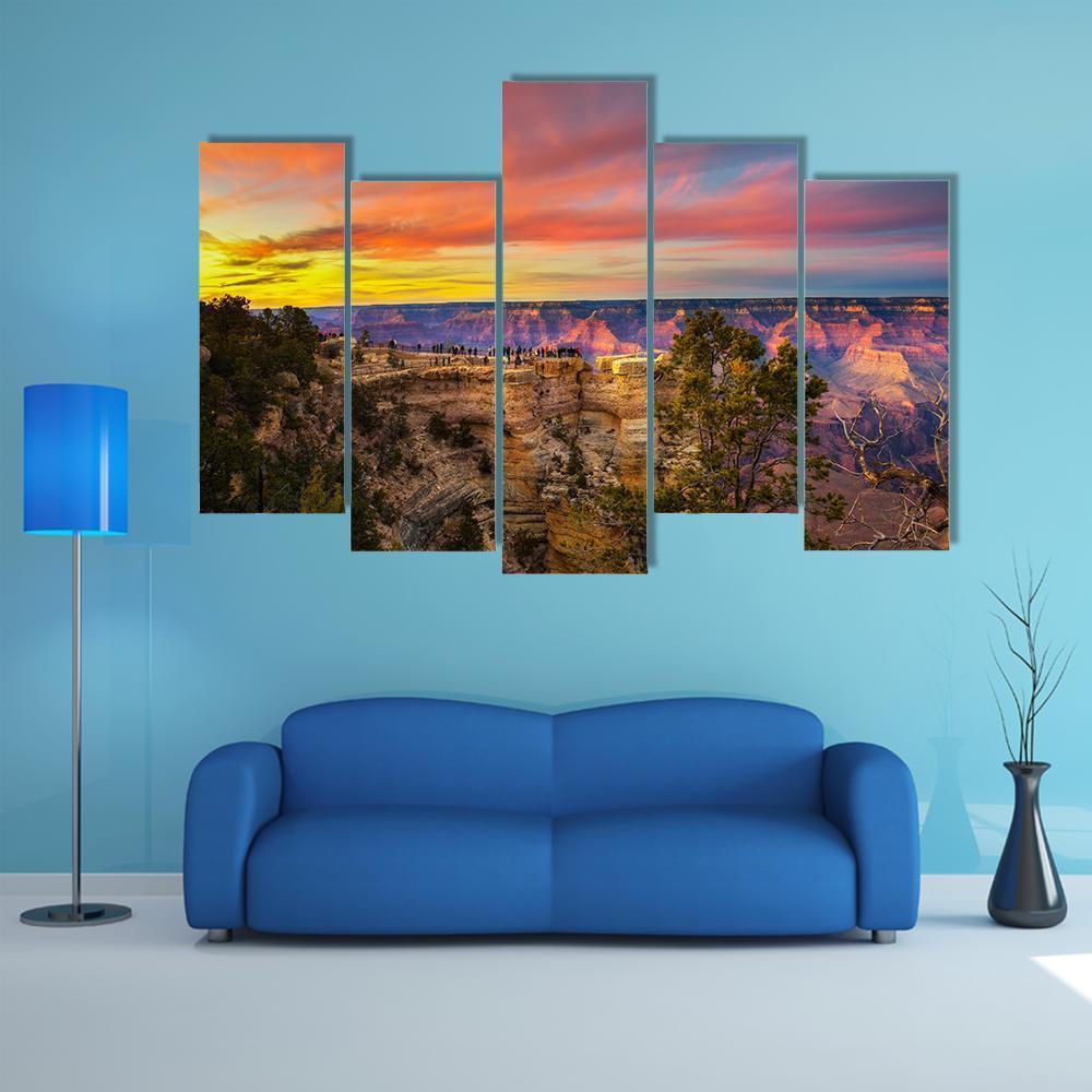 Mather Point In Grand Canyon Canvas Wall Art-5 Pop-Gallery Wrap-47" x 32"-Tiaracle
