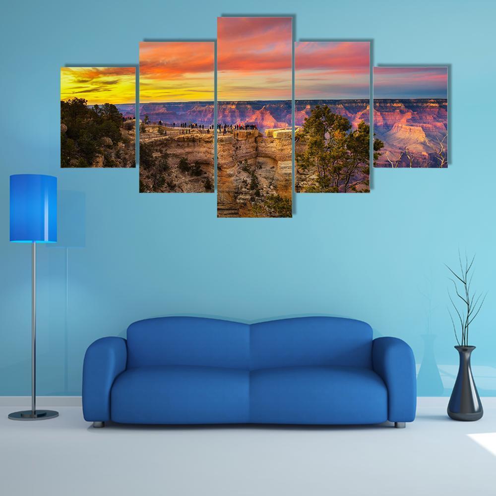 Mather Point In Grand Canyon Canvas Wall Art-5 Star-Gallery Wrap-62" x 32"-Tiaracle