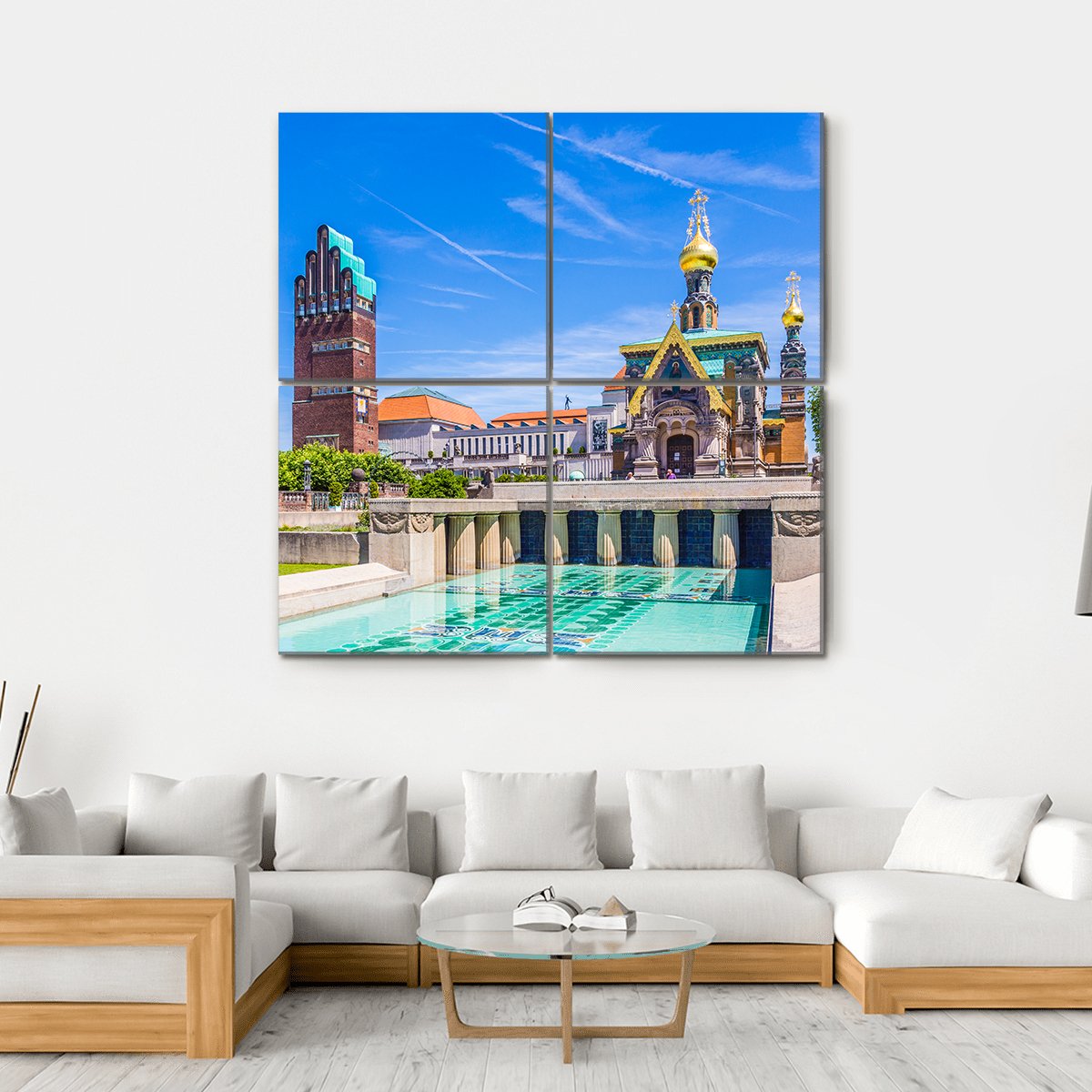 Mathildenhoehe In Darmstadt Canvas Wall Art-4 Square-Gallery Wrap-17" x 17"-Tiaracle