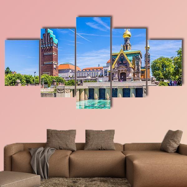 Mathildenhoehe In Darmstadt Canvas Wall Art-5 Star-Gallery Wrap-62" x 32"-Tiaracle