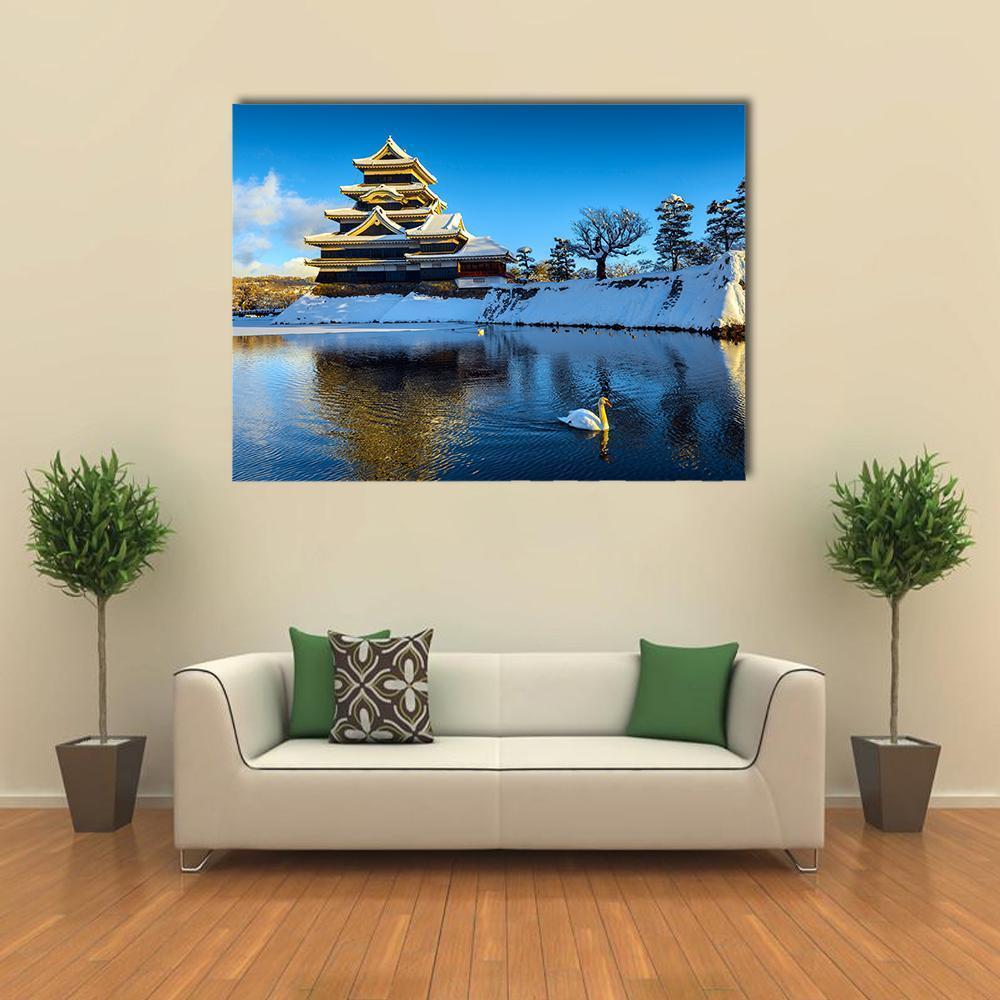 Matsumoto Castle In Winter Canvas Wall Art-1 Piece-Gallery Wrap-48" x 32"-Tiaracle