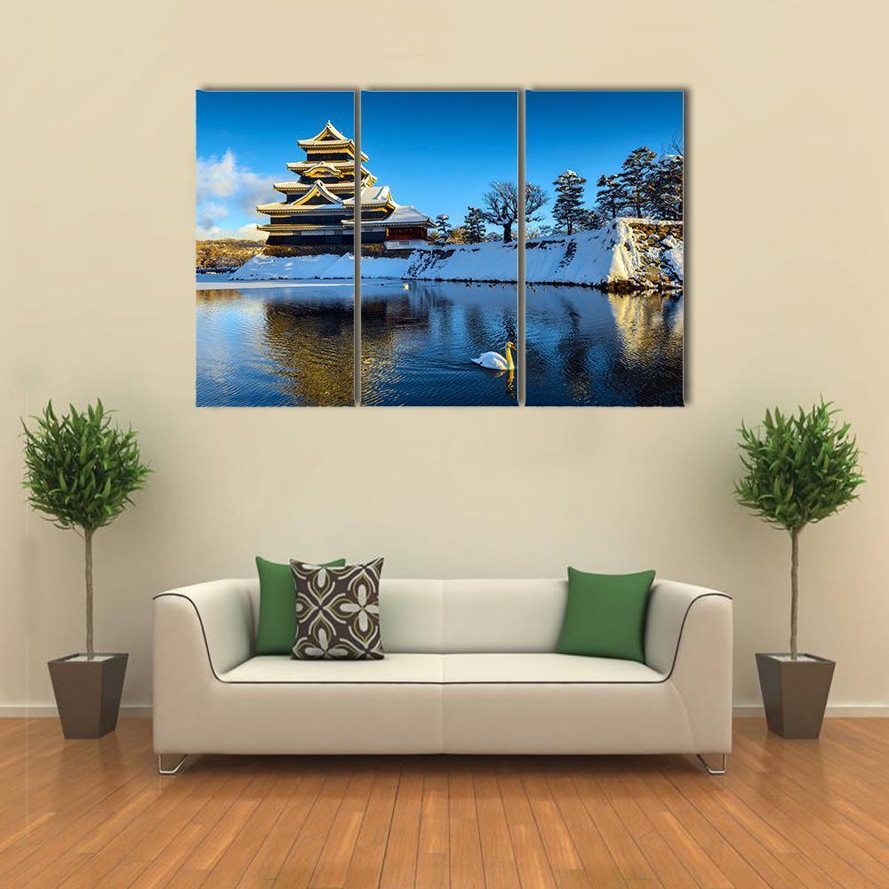 Matsumoto Castle In Winter Canvas Wall Art-3 Horizontal-Gallery Wrap-37" x 24"-Tiaracle