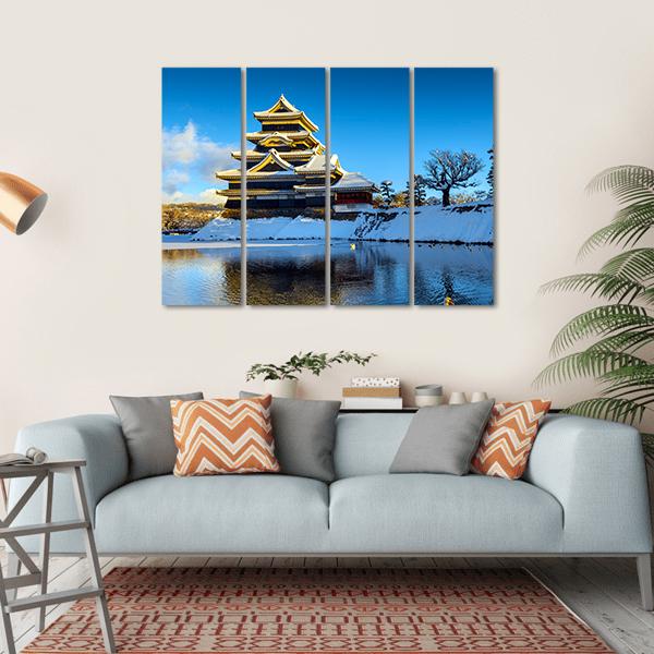 Matsumoto Castle In Winter Canvas Wall Art-4 Horizontal-Gallery Wrap-34" x 24"-Tiaracle