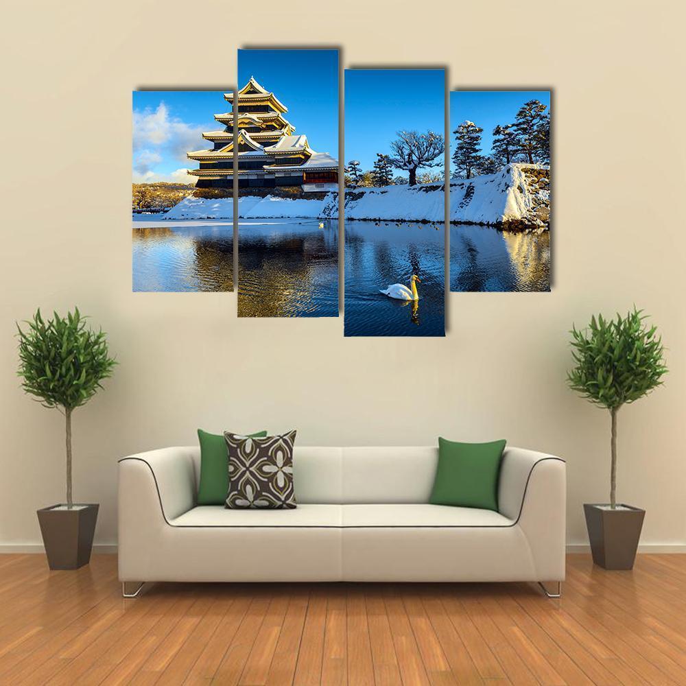 Matsumoto Castle In Winter Canvas Wall Art-4 Pop-Gallery Wrap-50" x 32"-Tiaracle