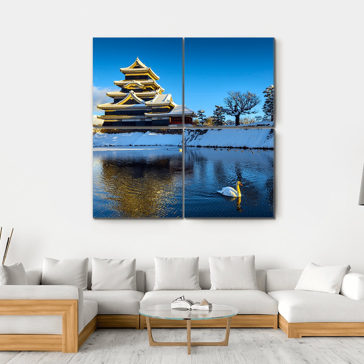 Matsumoto Castle In Winter Canvas Wall Art-4 Square-Gallery Wrap-17" x 17"-Tiaracle
