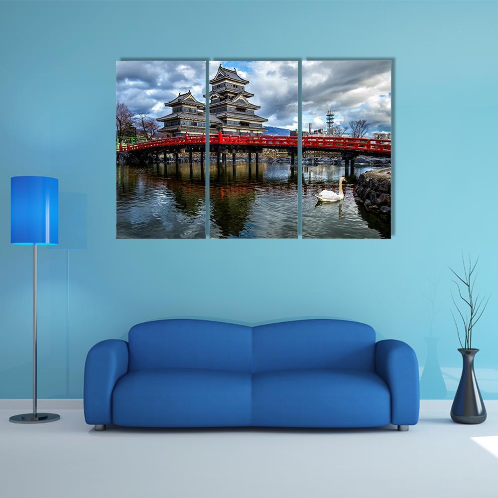 Matsumoto Castle Canvas Wall Art-3 Horizontal-Gallery Wrap-37" x 24"-Tiaracle