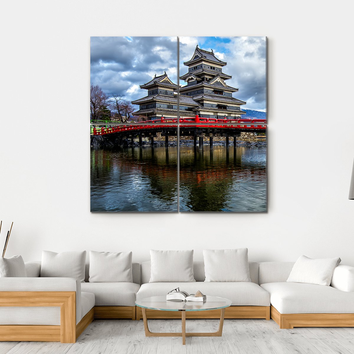 Matsumoto Castle Canvas Wall Art-4 Square-Gallery Wrap-17" x 17"-Tiaracle