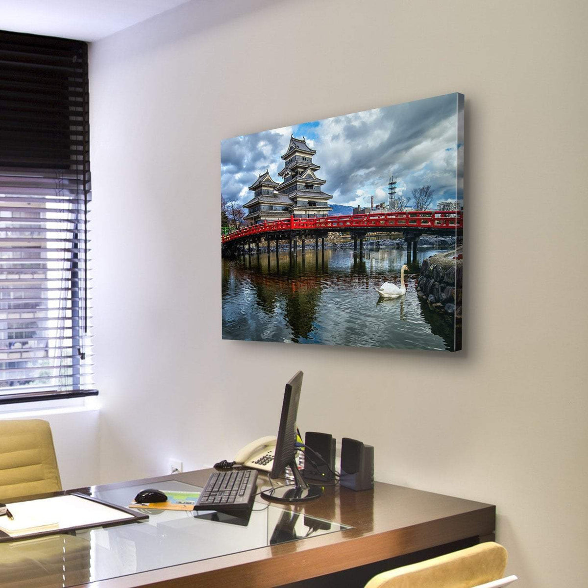 Matsumoto Castle Canvas Wall Art-3 Horizontal-Gallery Wrap-25" x 16"-Tiaracle