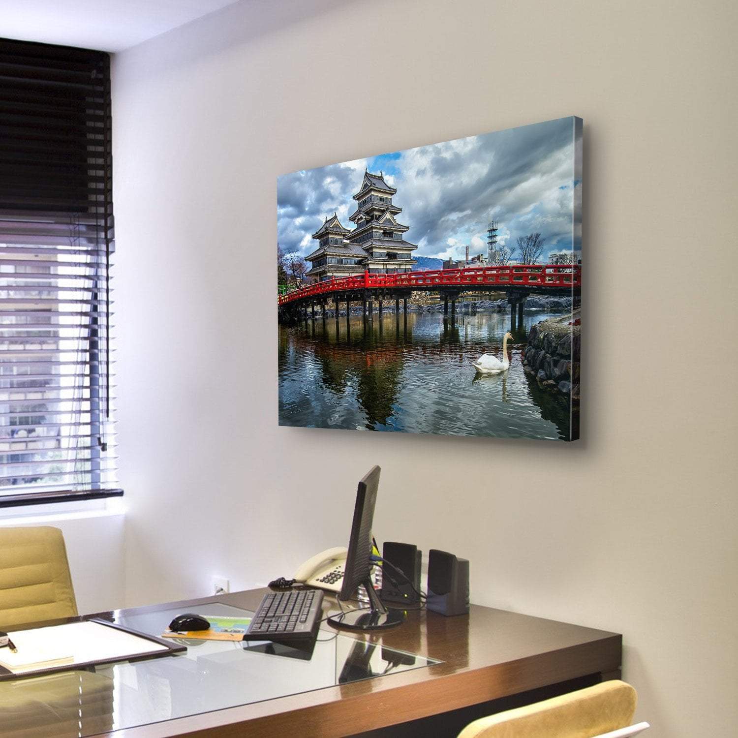 Matsumoto Castle Canvas Wall Art-3 Horizontal-Gallery Wrap-25" x 16"-Tiaracle