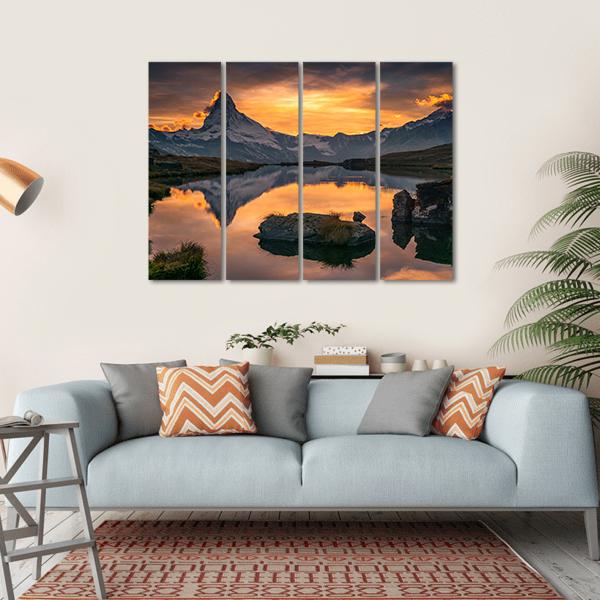 Matterhorn At Sunset Canvas Wall Art-4 Horizontal-Gallery Wrap-34" x 24"-Tiaracle
