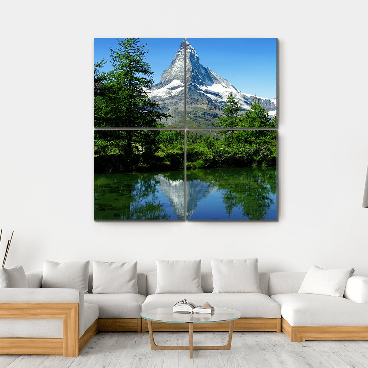 Matterhorn Switzerland Canvas Wall Art-4 Square-Gallery Wrap-17" x 17"-Tiaracle