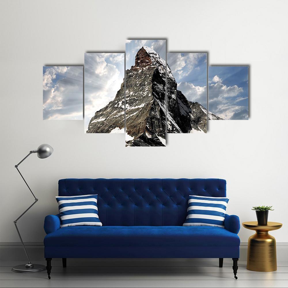Matterhorn Mountain Canvas Wall Art-5 Star-Gallery Wrap-62" x 32"-Tiaracle