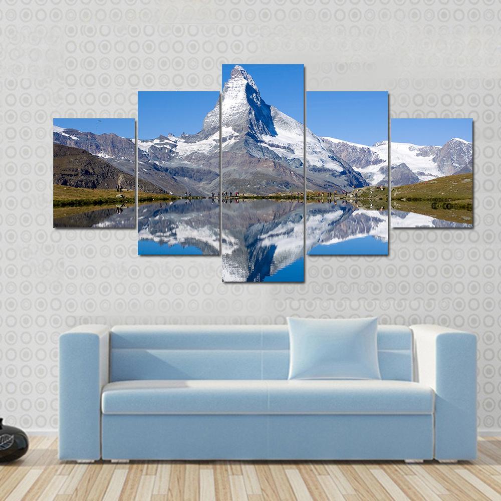 Matterhorn Mountain Switzerland Canvas Wall Art-5 Star-Gallery Wrap-62" x 32"-Tiaracle