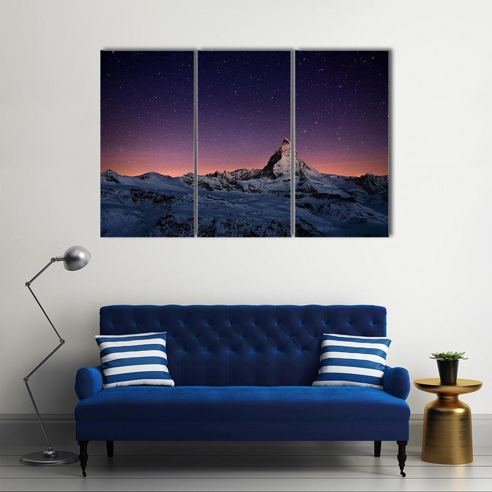 Matterhorn Peak Switzerland Canvas Wall Art-3 Horizontal-Gallery Wrap-37" x 24"-Tiaracle
