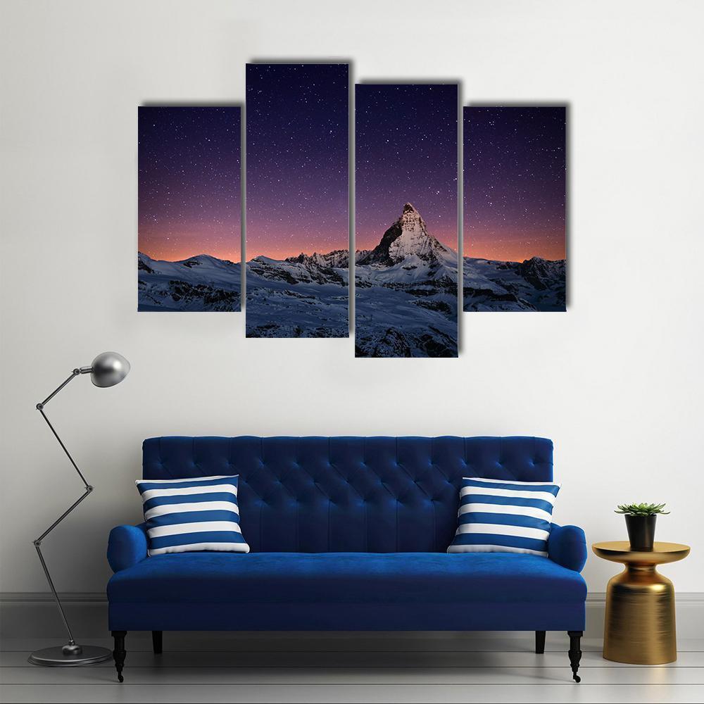 Matterhorn Peak Switzerland Canvas Wall Art-4 Pop-Gallery Wrap-50" x 32"-Tiaracle