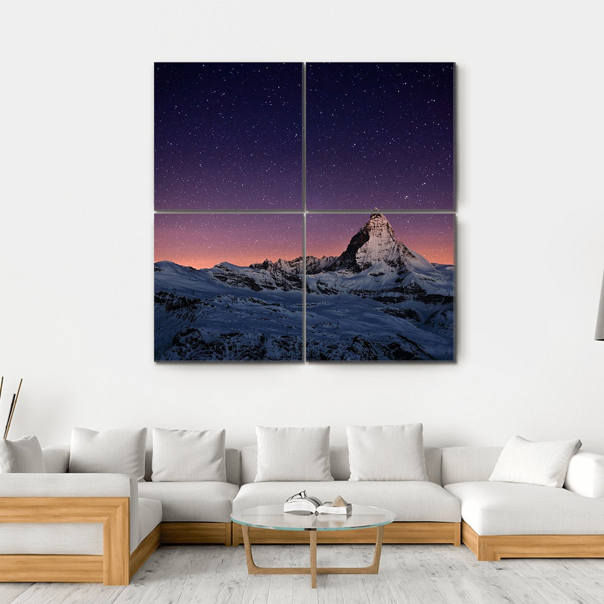 Matterhorn Peak Switzerland Canvas Wall Art-4 Square-Gallery Wrap-17" x 17"-Tiaracle