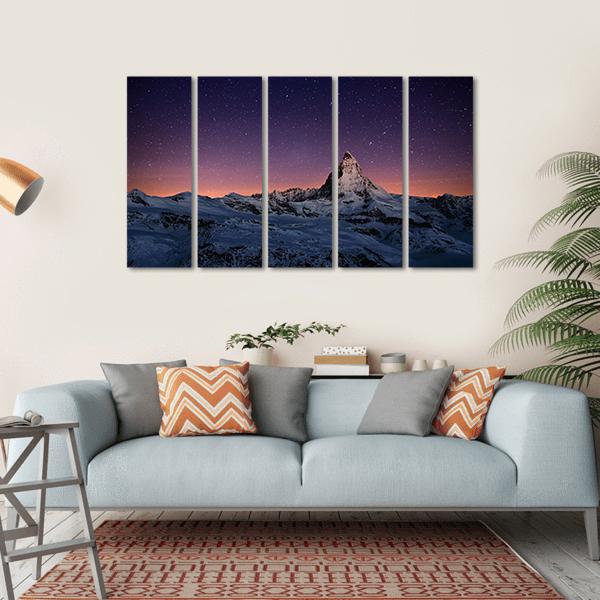Matterhorn Peak Switzerland Canvas Wall Art-5 Horizontal-Gallery Wrap-22" x 12"-Tiaracle