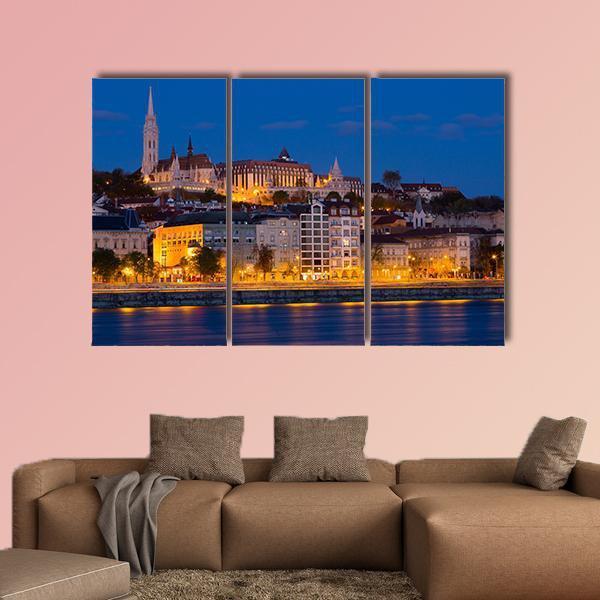 Matthias Church In Budapest Canvas Wall Art-3 Horizontal-Gallery Wrap-37" x 24"-Tiaracle