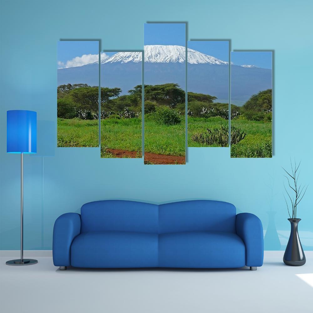 Kilimanjaro In Kenya Canvas Wall Art-5 Pop-Gallery Wrap-47" x 32"-Tiaracle