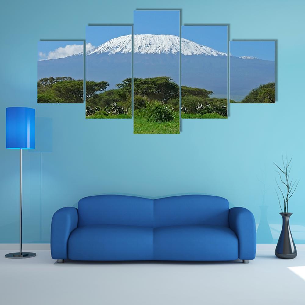 Kilimanjaro In Kenya Canvas Wall Art-5 Star-Gallery Wrap-62" x 32"-Tiaracle