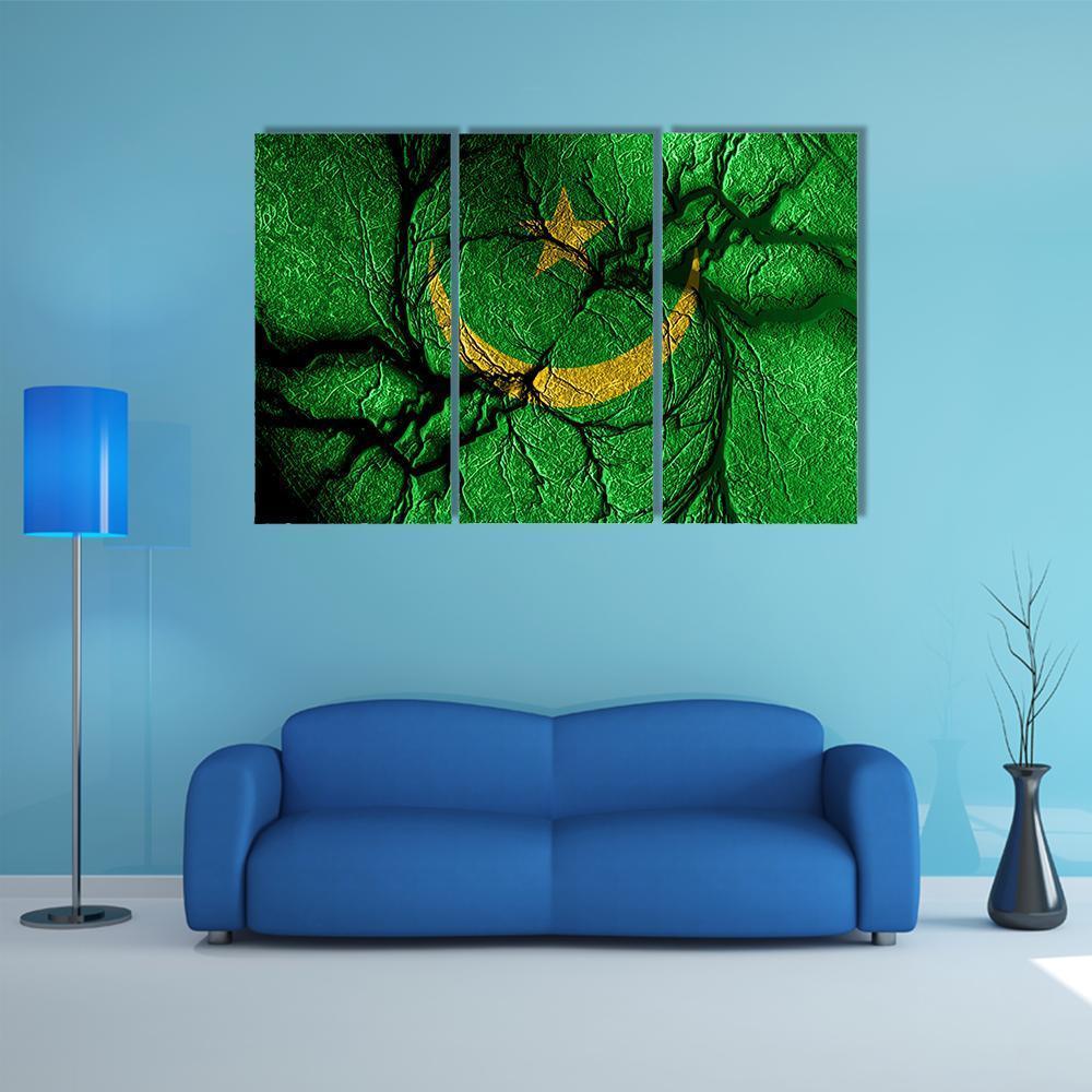 Mauritania Flag Canvas Wall Art-3 Horizontal-Gallery Wrap-37" x 24"-Tiaracle