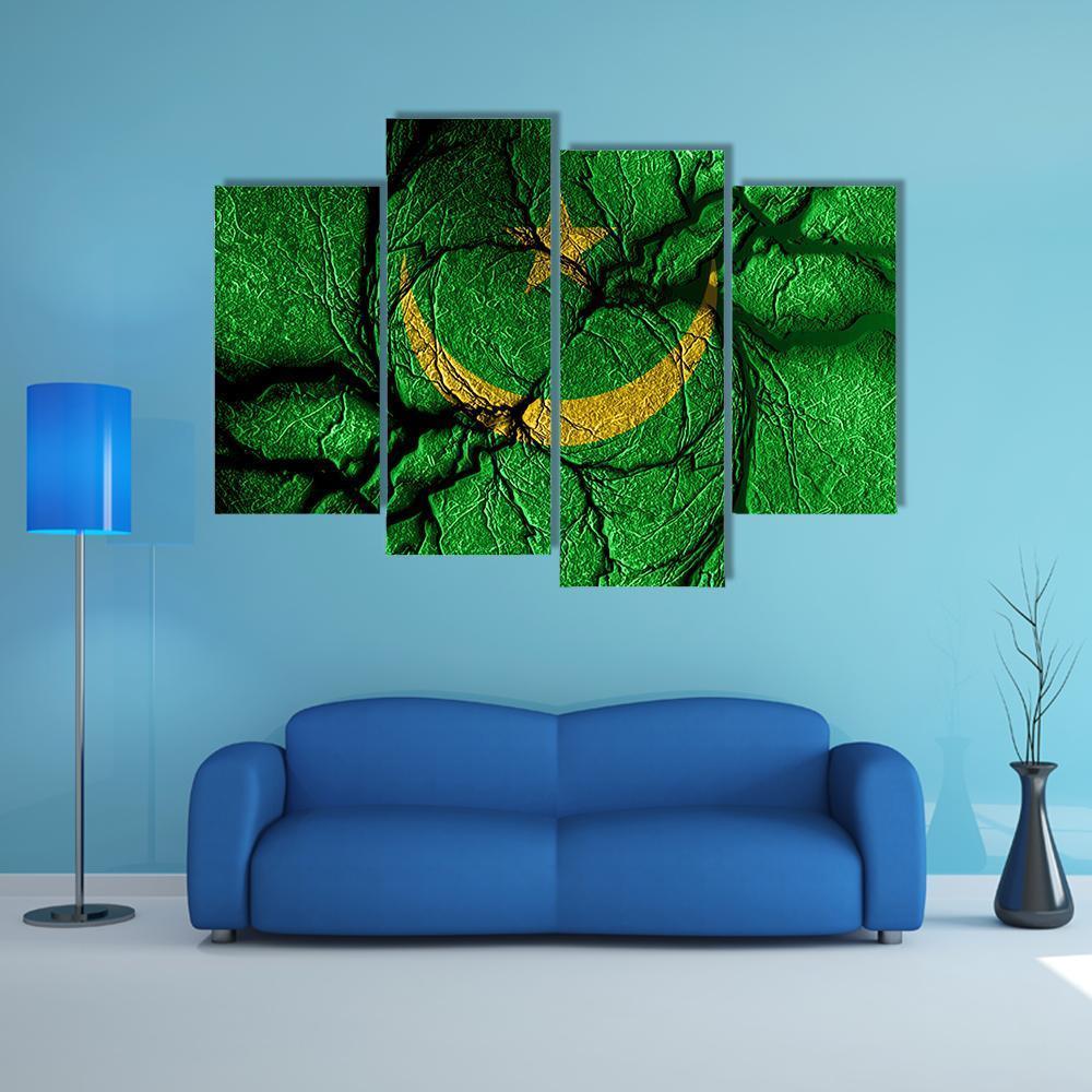 Mauritania Flag Canvas Wall Art-4 Pop-Gallery Wrap-50" x 32"-Tiaracle