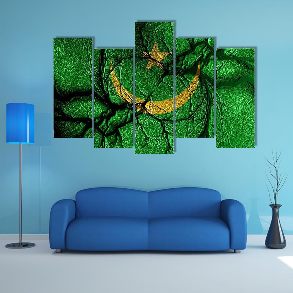 Mauritania Flag Canvas Wall Art-5 Pop-Gallery Wrap-47" x 32"-Tiaracle