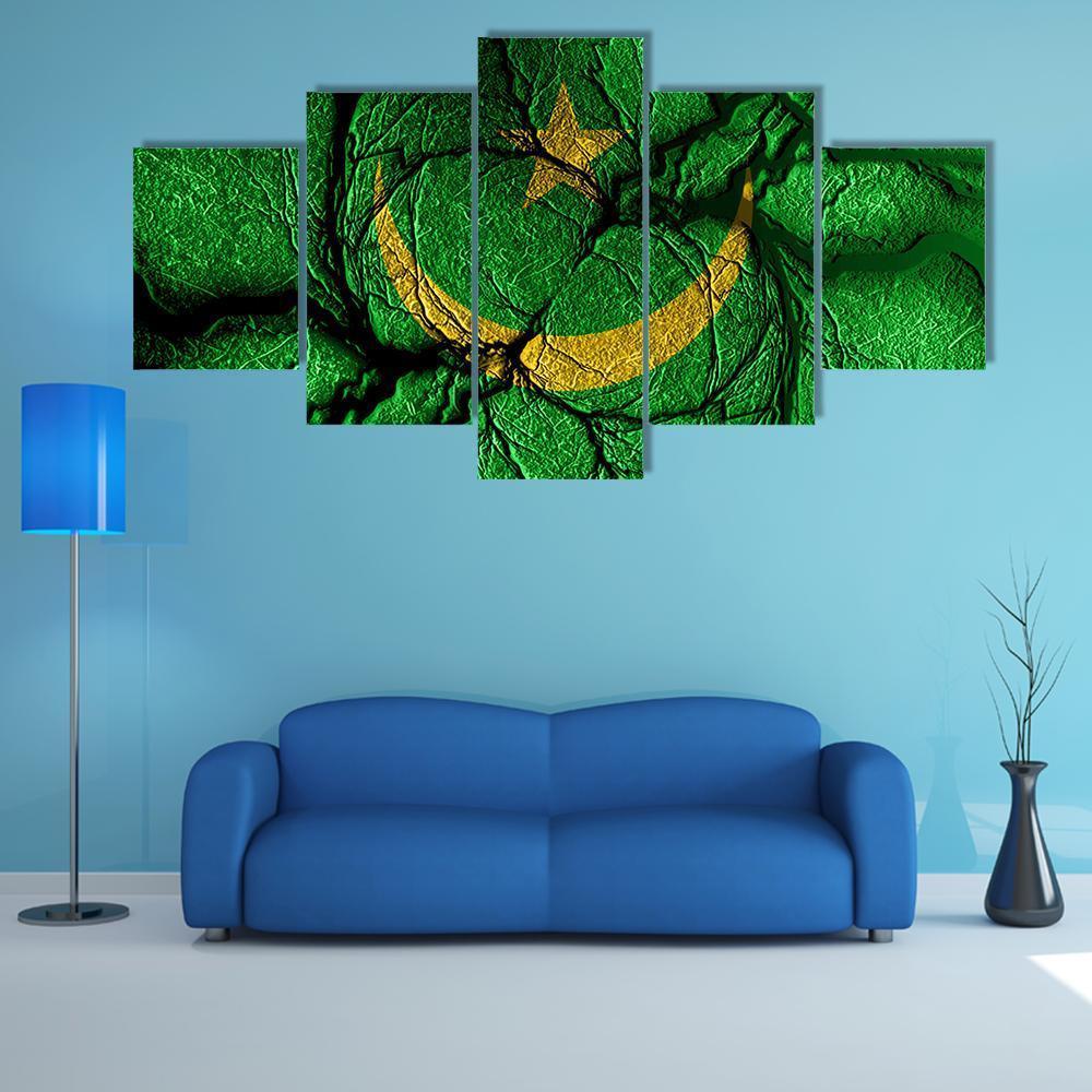 Mauritania Flag Canvas Wall Art-5 Star-Gallery Wrap-62" x 32"-Tiaracle