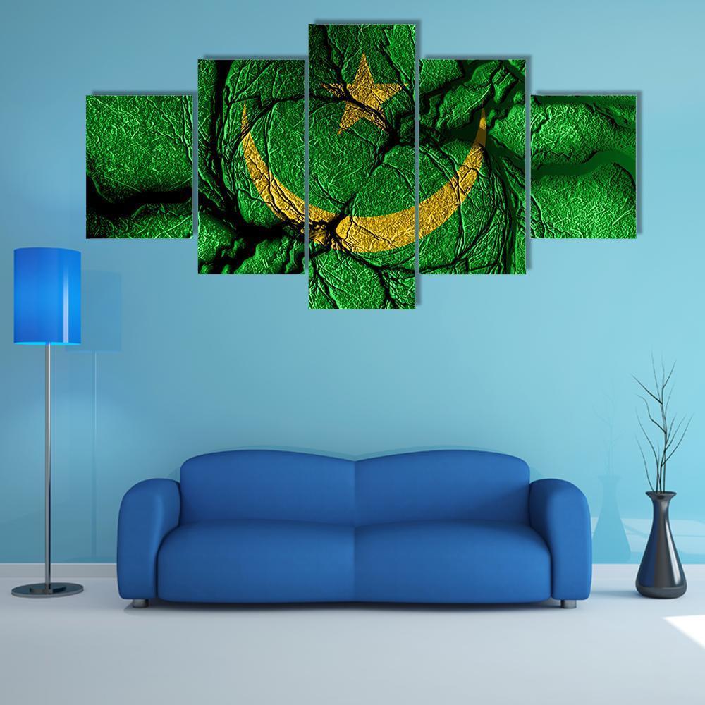 Mauritania Flag Canvas Wall Art-4 Pop-Gallery Wrap-50" x 32"-Tiaracle