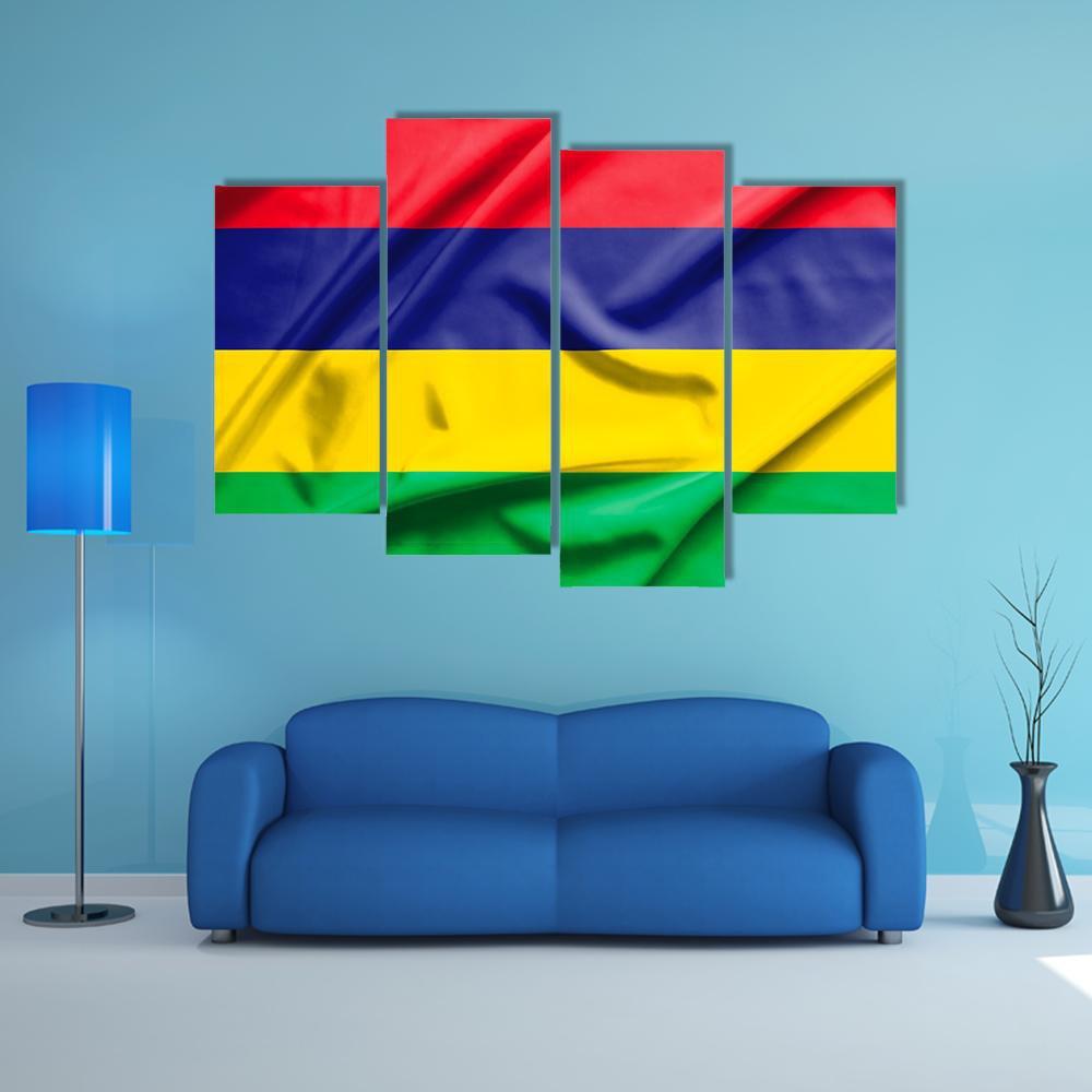 Waving Mauritius Flag Canvas Wall Art-1 Piece-Gallery Wrap-48" x 32"-Tiaracle