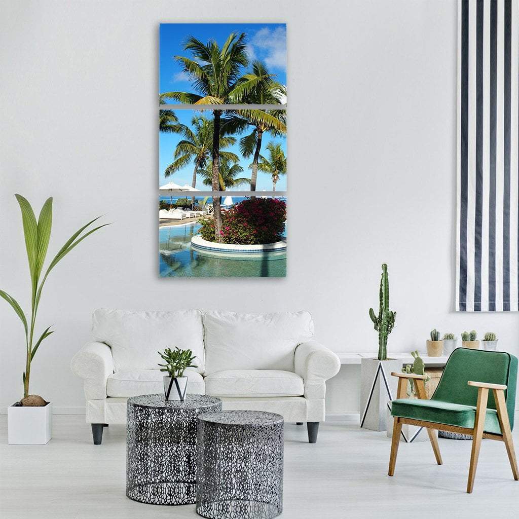 Mauritius Swimming Pool Vertical Canvas Wall Art-3 Vertical-Gallery Wrap-12&quot; x 25&quot;-Tiaracle