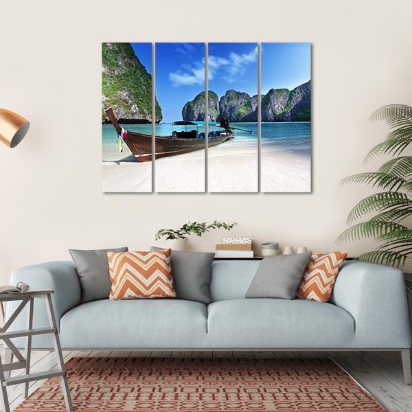 Maya Bay Thailand Canvas Wall Art-4 Horizontal-Gallery Wrap-34" x 24"-Tiaracle