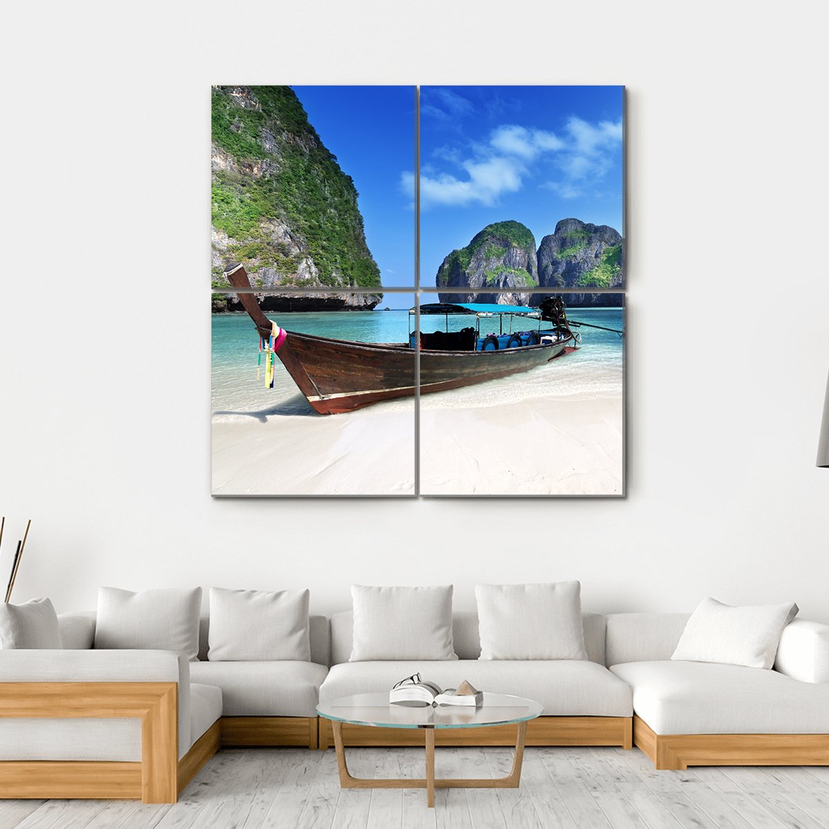 Maya Bay Thailand Canvas Wall Art-4 Square-Gallery Wrap-17" x 17"-Tiaracle