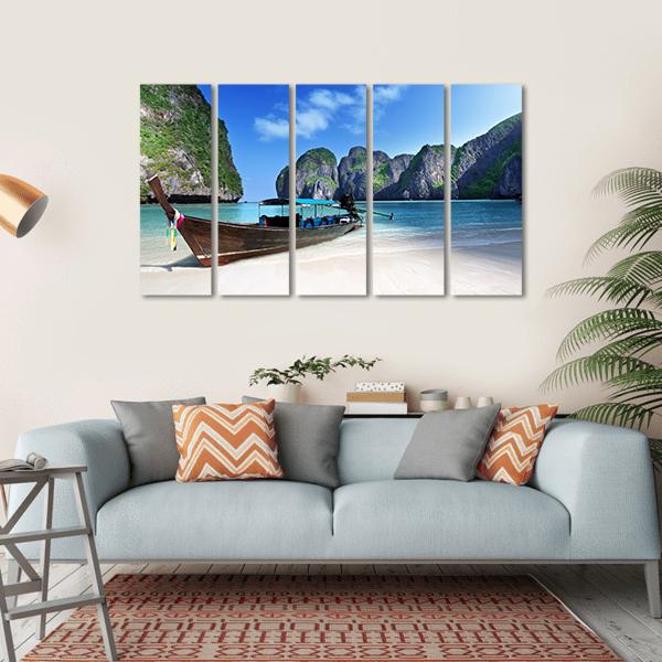 Maya Bay Thailand Canvas Wall Art-5 Horizontal-Gallery Wrap-22" x 12"-Tiaracle